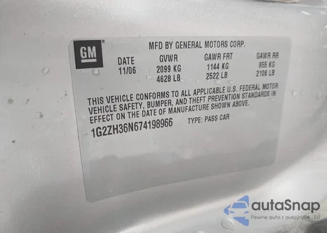 2007 Pontiac G6 Gt z USA, uszkodzony, nr VIN 1G2ZH36N674198966